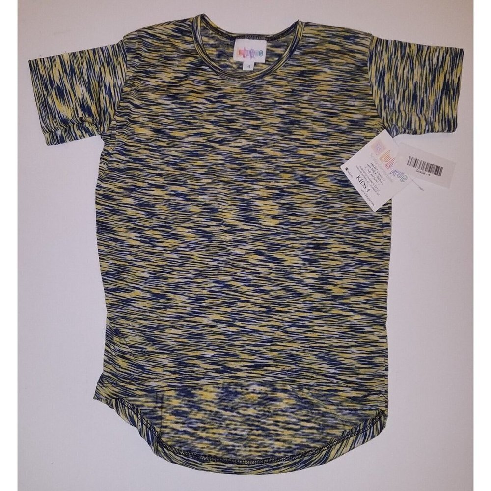 NWT LuLaRoe Gracie Tee Shirt Girls 4 Yellow Blue Zebra Print